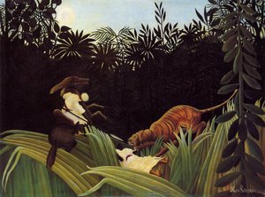 Verkenners aangevallen door een tijger door Henri Rousseau
